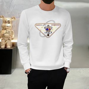 Herrtröja hoodies heta diamantbokstäver design manliga toppar avslappnad trendig varumärke botten skjorta vinter ny stil man kläder m-4xl