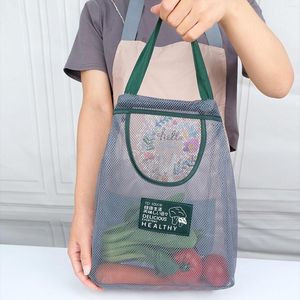 収納バッグ1PCSキッチン再利用可能な野菜フルーツメッシュバッグ食料品のショッピングネットを食料品店オーガナイザーのために
