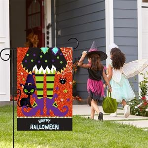 Andra evenemangsfestleveranser Halloween Garden Flag Trick eller Treat Pumpkin Vertical Rustic Black Farmhouse Decor för utomhus säsongsbetonad Halloween Holiday Yard 220914