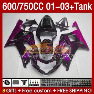 Injektion Mold Fairings Tank för Suzuki GSXR750 GSXR-750 GSXR600 750CC K1 2001 2002 2003 152NO.118 600CC GSXR-600 01-03 GSXR 750 600 CC 01 02 03 OEM FAIRING PINA FLES