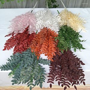 Decorative Flowers 55cm Artificial Tree Branch Willow Eucaly Green Plant Wedding Decoration Flower Wall Accessories Plantas Artificiales