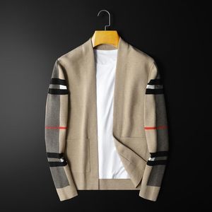 Lã de lã masculina mistura de luxo europeu e americano Primavera e outono clássico masculino Cardigan Sweater Casual Casual Longa Jaqueta de Manga Longa 220915