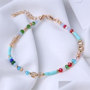 Неклеты мода Colorf Crystal Bead Bead Anklets для женщин босиком сандалии браслет для ноги.