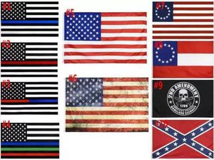 Amerikansk flagga 90cmx150cm brottsbekämpande officer Andra ändringsförslaget US Police Fine Blue Line American Betsy Ross P0915