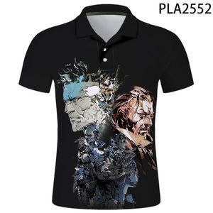 رجال Polos 2022 Summer Metal Gear Solid 3D Printed Hombre de Men Shirt عرض أزياء قصيرة الأكمام الشارع Homme Tops