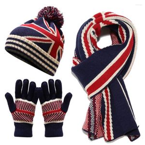 Berets Unisex Ladies Thick Knit Hat Scarf And Touchscreen Gloves Set Knitted Winter