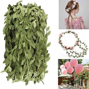 Faux kwiatowa zieleń metrowy jedwabny ręczny w kształcie liści sztuczne zielone liście do dekoracji ślubnej DIY WIERNE PRZEDŁUGIKA