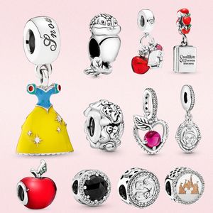 S925 Charms Pendant Red Apple Kjol Original Fit Pandora Armband DIY Designer Jewelry Gift