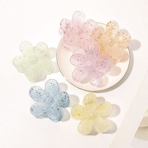 Clip per artigli per capelli a forma di fiore coreano per donne Ragazze Barrette Artigli per capelli di granchio Coda di cavallo Forcine per bagno Barrette Accessori per copricapo Stile trasparente