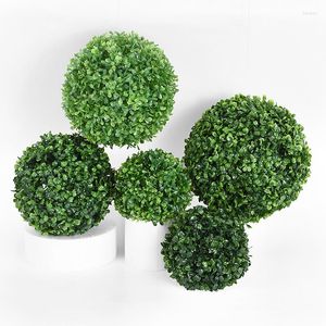 Dekoratif Çiçekler 28/23/18 cm Yapay Milan Çim Top Bitki Fıstık Yeşil Simülasyon Plastik Süsleme Sahte Çiçek Düğün Partisi