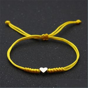 Charm armband 7gold sier kärlek hjärta charm armband kvinnor män älskare önskar god lycklig röd sträng flätad justerbara par armband dhiaz