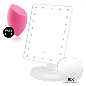 Kompaktowe lustra 22 powiększające lustro makijażu z LED Light Vanity Elastyczne kosmetyki oświetlone makijaż USB lub bateria 10x ręka m