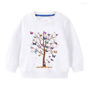 Skjortor 2022 Långärmad t-shirt Magic Butterfly Tree Graphic Costume Children 2-7 år GAMMA BASIC TOPS GIRL BOTTOMING SHIRT 1PEECE/SET