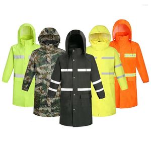 Giacche da corsa Lungo impermeabile giallo fluorescente Moto riflettente Uomo e donna Abbigliamento antipioggia per adulti Tuta con cappuccio Abbigliamento antipioggia di alta qualità