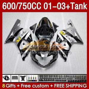 OEM Fairings & Tank For SUZUKI GSXR600 750CC GSXR-750 K1 2001-03 152No.2 silvery black 600CC GSXR 600 750 CC GSXR750 01 02 03 GSXR-600 2001 2002 2003 Injection Mold Fairing