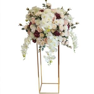 Dekoracja imprezy Wedding Flower Stand metalowe kwiatowe wazony centralne dekoracje błyszczące złote filaratyczne rekwizyty geometryczne dekoracje hurtowe kolumny 220915