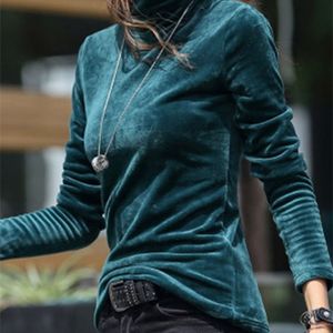 Women's Knits Tees Women's Turtleneck Sweater Size 3XL 4XL Thick Warm Winter Velvet Top Female Solid Pullovers Long Sleeve Warm Ladies Clothes 220915