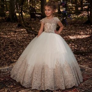 Flickaklänningar Flower Children's Dream Wedding Party Dinner Lace Dress Girl's Birthday Ceremony Peng Ball Vestidos de Fiesta