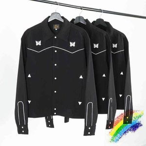 Jaquetas masculinas awge agulhas jaqueta homens mulheres 1 1 de alta qualidade vintage britânica borderfly bordado streetwear preto casacos t220914