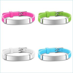 Bangle Customize Kids Baby Id Bracelets Bangle Soft Sile Stainless Steel Rudder Girls Boys Personalized Emergency Phone Name Drop Del Dhyzp