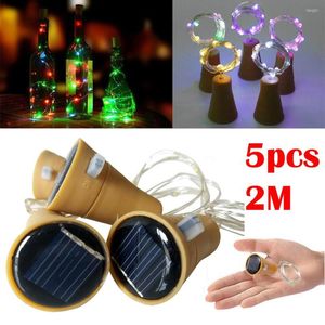 Corde 5PCS 2M Tappo per bottiglia di vino in sughero solare Filo di rame Stringa di luci Fata Lampade Decorazione per feste all'aperto