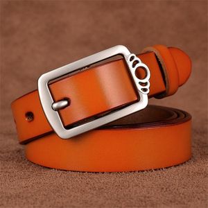 New Vintage Solid Color Leather Belt For Women Luxury Jeans Belts