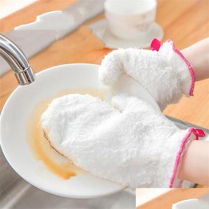 Cleaning Gloves White Bamboo Fiber Gloves For Dish Washing Kitchen Cleaning Household Durable Reusable Drop Delivery 2021 Home Garden Dhceb