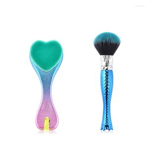 Makeup Brushes Saiantth Single Gradient Face Wash Tools Mermaid Magic Wand Loose Powder Brush Blue Beauty Cosmetic Cleanning