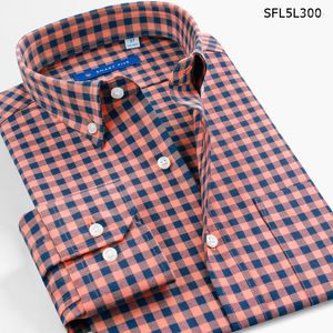 Camisas casuais masculinas Smart Five Men Shirt Slave Longa Cotton Plaid Man Office Business Office Camisa Masculina Social Slim Fit Big Size 45 46