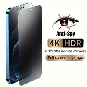 Sekretess mobiltelefonskärmsskydd för iPhone 14 13 12 11 Pro Max XR 7 8Plus Anti-Peeping Tempered Glass with Retail Package