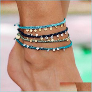 Неклеты Colorf Crown Braid VSCO Girl Copper Dangle Foot Anklet Barefoot Браслет Дружба Алкоты для женщин Boho Beach Jewelry 3569 DH5M1