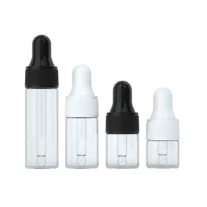 Partihandel glasdroppflaska 1 ml 2 ml 3 ml 5 ml eterisk oljehudvårdsprov Packing Amber Clear Colors