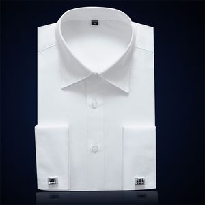 Erkekler sıradan gömlekler fransız manşet erkek resmi iş elbisesi gömlek katı erkek parti düğün smokin ile kolinks 220915