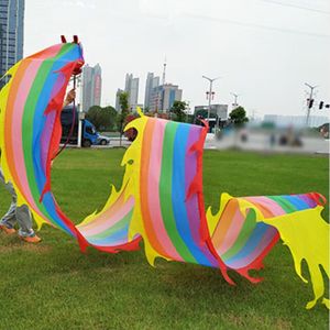 Festival Party 8 meters Chinese Dance Dragon Body And Head Sets School Performance Props Festival Gifts Fitness Dragon Rainbow Ribbon Washable