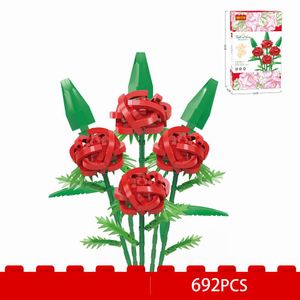 Flower Model Bouquet 692 bitar Building Bricks Kit Creative Project Mini Build Blcoks