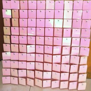 Parti Dekorasyonu 50pcs 30cm açık pembe payetler panel arka plan tahtası Düğün arka planları için plaka şeffaf payet duvar