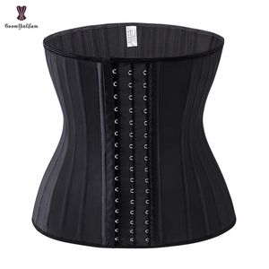 Booned Latex Trainer Fajas Girdle Sashes Band Plus Size Unterwäsche Corselet Women 220915 Taillen-Bauch-Shaper Schwarz Creme 3 Haken und Öse 25 Stahl