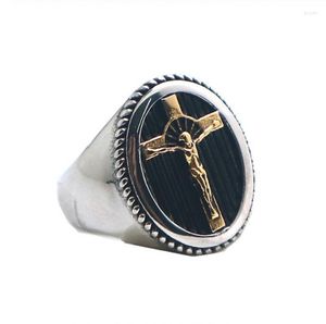 Cluster Ringe Männer und Frauen Persönlichkeit Retro kreatives Design religiöse Jesus Kreuz Amulett Casual Geschenk Halskette Ring