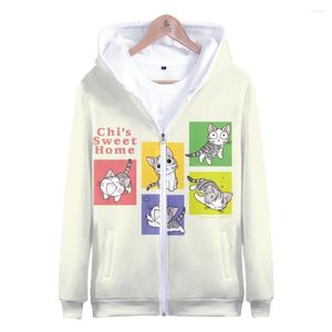 Herrtröjor 2022 Kpops söta hemtröja anime hooded 3d casual zip hoodie länge ärm unisex street