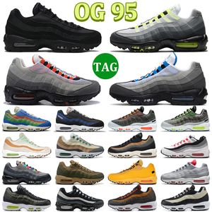 OG 95 Neon Running Shoes Men Women 95s Triple Black White Crystal Blue Solar Red Smoke Grey Matte Olive Running Club Mens Trainers Outdoor Sports Sneakers