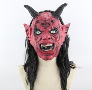 Halloween Party Cosplay Satan Devil Rubber Masks Horror Ghost Headgear Movie Props Bar Dance Festive Costume skräck realistisk latexmask