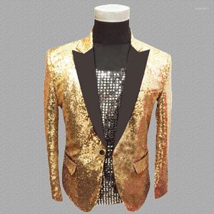 Erkekler takım elbise altın payetler blazer erkekler şarkıcılar için ceket erkek sahne kostümleri giysi dans yıldızı tarzı elbise punk maskulino homme