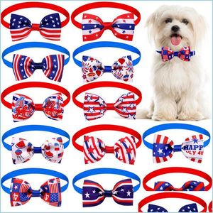 Hundkläder Dog Bow Tie American Independence Day Pet Supplies Cat Bowtie Grooming Accessories For Small Medium Dogs Drop Delivery 20 DHQNY