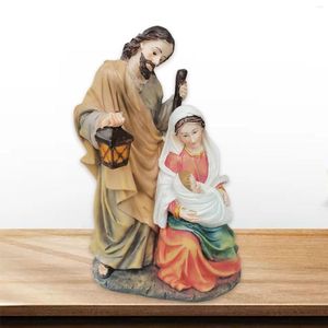 Decorazione per feste Statua in miniatura della Sacra Famiglia Bambino Gesù per regalo religioso da tavolo per la casa di Natale