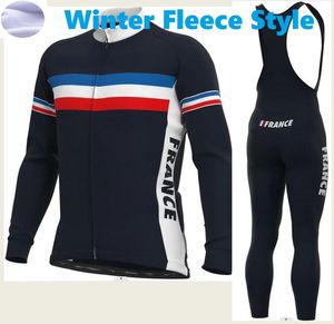 Vinter 2024 Team France Cycling Jersey 19D Gel Pad Cykelbyxor Ropa Ciclismo Men Thermal Fleece Bicycle Maillot Culotte Clothing