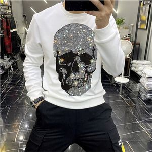 Men's Hoodies Sweatshirts European Winter Brand Hoodie Shiny Skull Diamond Fashion Hoody Fleece Warm Casual Sweatshirt Street Star Oversize 220915