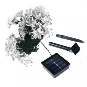 Strängar 5m 50LED Peach Flower Solar Powered Lighting Lamps Outdoor Party Garden House Striking Xmas Wedding 2022