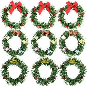 Christmas Decorations 10cm Merry Wreath Red Berries Tree Garland Pendant For Xmas Wedding Home Door Ornament Navidad Year Gift 220914