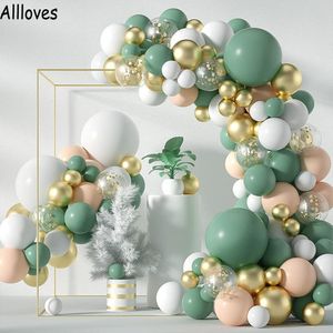 117pcs/set balloon garland 아치 키트 결혼식 생일 파티 장식 레트로 콩 녹색 아보카도 라텍스 풍선 세트 성별 침례 베이비 샤워 공급 CL1149