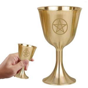 Mugs Brass Chalice Beverage Tumbler Cups Altar Goblet Wicca Gold Plating Ceremony Moon Divination Astrologological Tool For Home